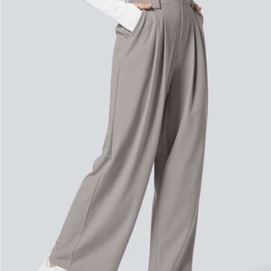 HALARA Gray Wide Leg Pants High-Waisted Pleated